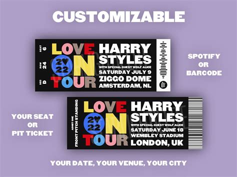 Custom HSLOT Printable Ticket Harry Styles Love On Tour Etsy