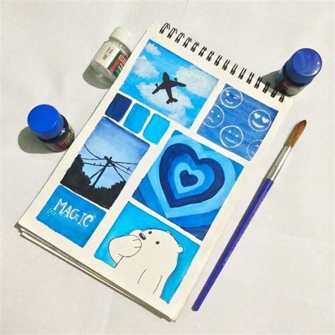 Blue Aesthetic Mood Board Blue Drawings Book Art Diy Aesthetic