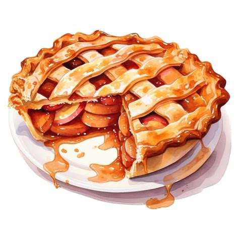 Premium PSD Apple Pie Foods Illustration Watercolor Style Ai Generated