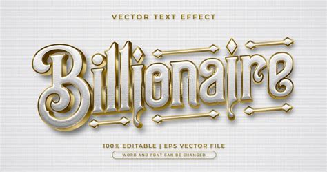 Billionaire Editable Text Effect Stock Vector Illustration Of Banner