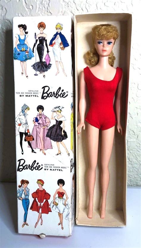 Vintage BARBIE Doll PONYTAIL Ash Blonde 6 7 ORIGINAL BOX SWIMSUIT