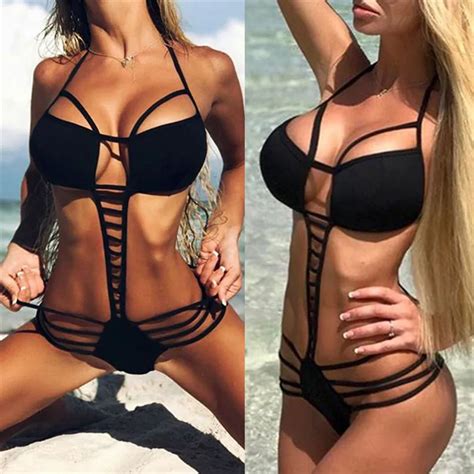 Women Bandage Push Up Padded Bra Beach Bikini Sexy Swimwear Z0425 In