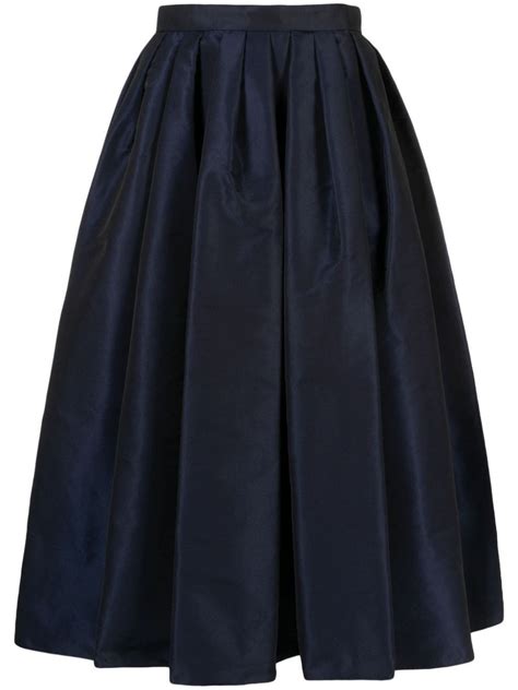 Alexander McQueen Pleated Midi Skirt Blue Editorialist