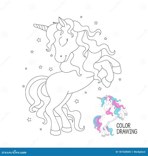 Art Coloring Page For Children Beautiful Outline Unicorn Drawing