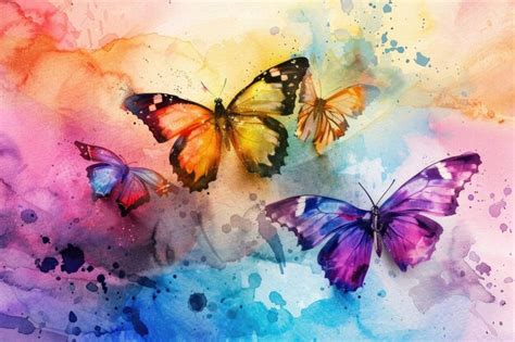 Premium Photo Rainbow Colors On Watercolor Paper Abstract Background