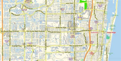 Delray Beach Pdf Map Florida Us Small Print Size City Plan Full