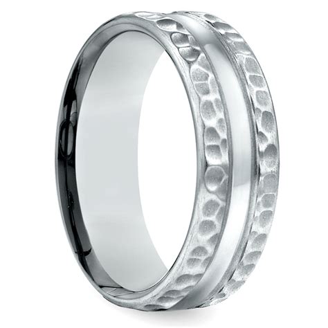 Hammered Palladium Ring For Men 75 Mm