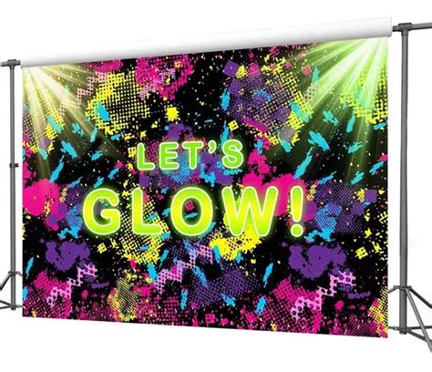 Mocsicka Glow Neon Party Backdrop 7x5ft Lets Glow Splatter P Envío Gratis