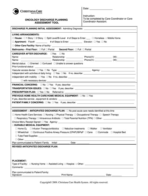 Discharge Planning Assessment Form Complete With Ease Airslate Signnow