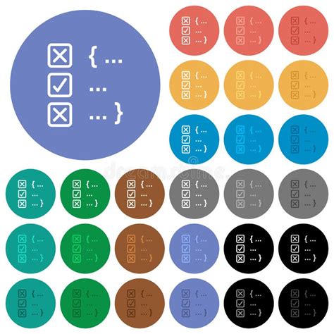 Source Code Checking Round Flat Multi Colored Icons Stock Vector