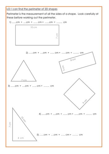 Perimeter Of 2d Shapes Teaching Resources