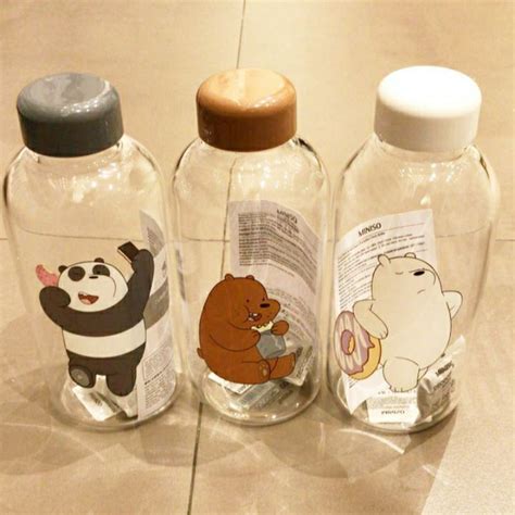 Jual Miniso We Bare Bears Glass Bottle Ml Botol Kaca Miniso