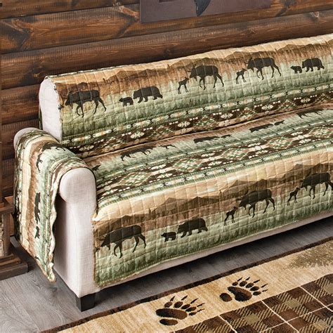 Mountain Majesty Moose And Bear Loveseat Cover Black Forest Decor