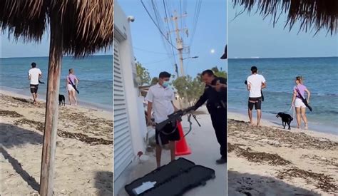 Extranjera Se Pasea Con Un Rifle En La Playa De Chicxulub Puerto VIDEO