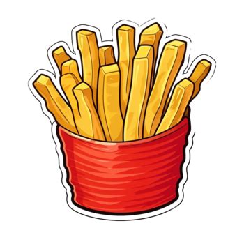 French Fries Sticker White Background Snack PNG Transparent Image