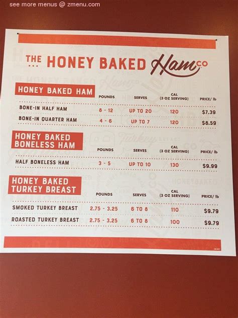 Online Menu Of Honeybaked Ham Restaurant Collierville Tennessee 38017 Zmenu