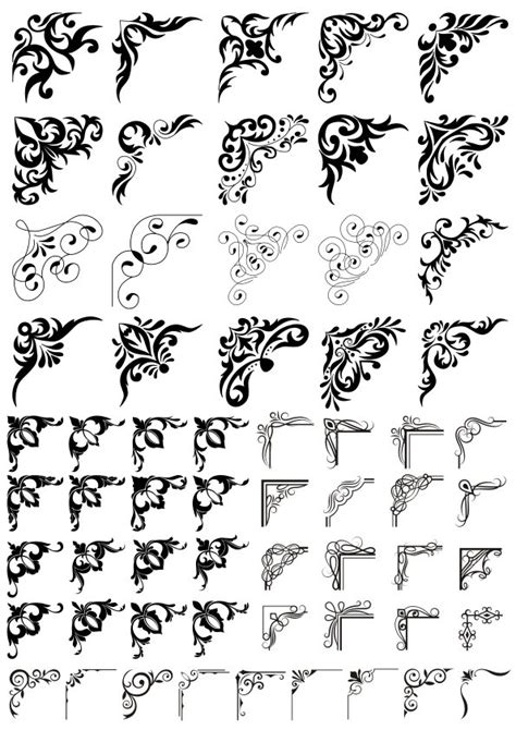 Floral swirl corner vector set Free Vector cdr Download - 3axis.co