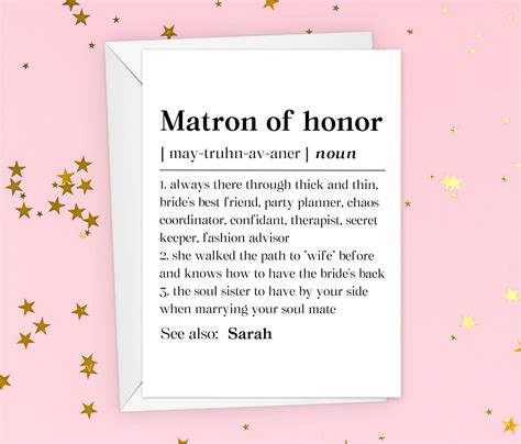 Personalized Matron Of Honor Card Matron Of Honor Proposal Gift Maid Of