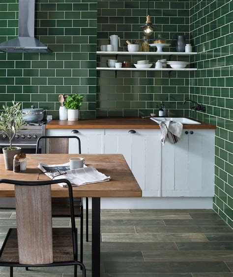 Astrea™ Fern Green Tile In 2020 Green Kitchen Backsplash Kitchen