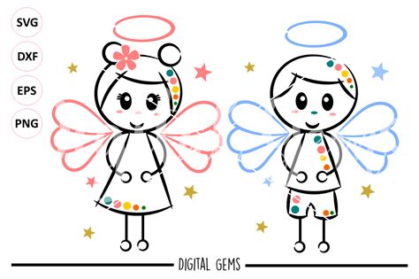 Angel Svg Dxf Eps Png Files By Digital Gems Thehungryjpeg