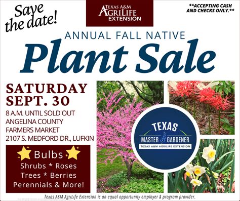 Master Gardener Annual Fall Native Plant Sale Angelina
