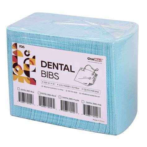 Onemed Blue Dental Bibs 3 Ply 13x18 125pcsbag Onemed Dental