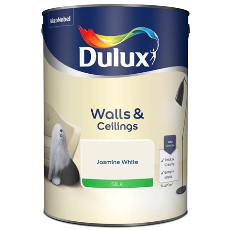 Dulux Silk Paint 5L - Jasmine White | DIY | Paint - B&M Stores