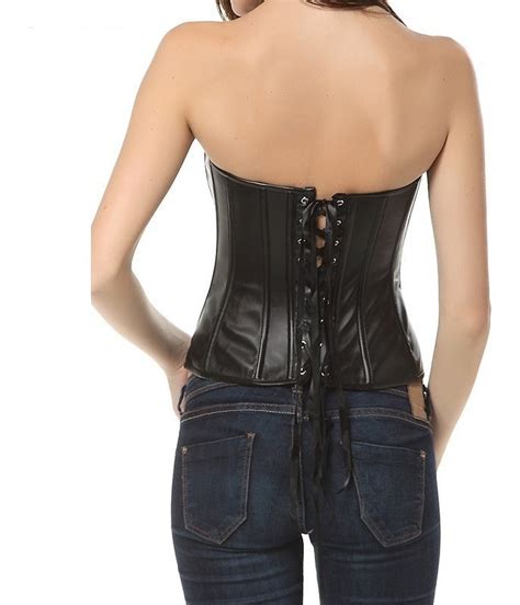 Corpete Corset Corselet Couro Cinta Modeladora Preto M487 A Frete grátis