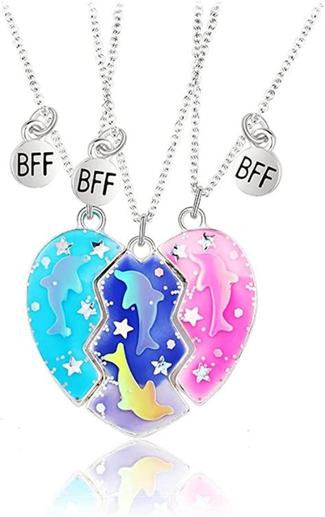 DOYYCA Friendship Necklace Best Friend Necklace For 3 Girls Magnetic