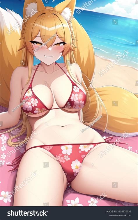 Anime Bikini Fox Girl Beach Stock Illustration Shutterstock