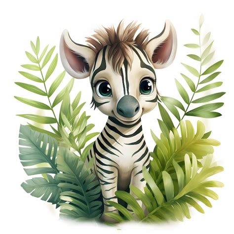 Premium Photo | Cute baby zebra Watercolor safari baby animal