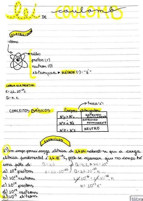 Mapa Mental Sobre Lei De Coulomb Study Maps