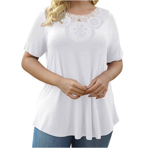 Hapimo Women S Trendy Plus Size Loose Tops Clearance Summer Lace