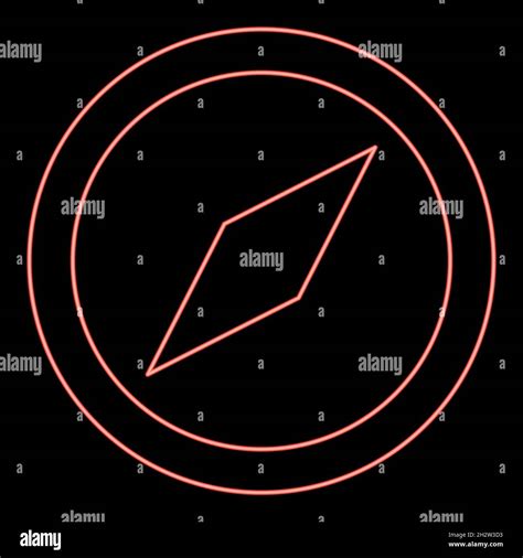 Neon Compass Red Color Vector Illustration Flat Style Light Image Stock