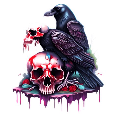Raven On Skull · Creative Fabrica