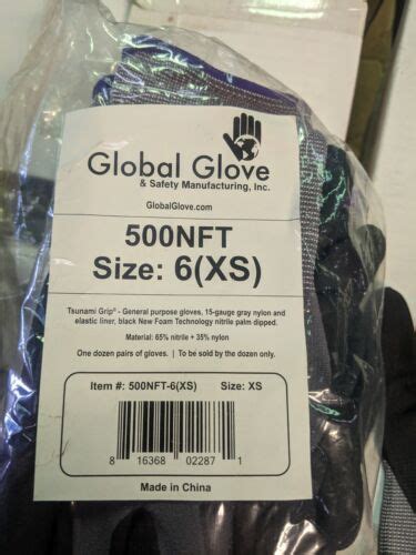 12 Pair Global Glove 500NFT Tsunami Grip Foam Nitrile Coated Work