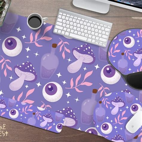 Kawaii Pastel Purple Witchy Large Gaming Mouse Pad Mystical Etsy