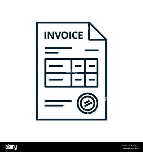 Invoice Line Icon Bill And Tax Payment Symbol Financial Paper