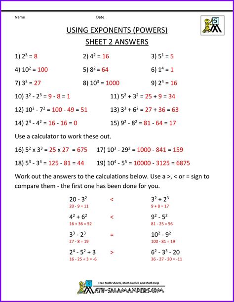 Order Of Operations Worksheets With Answers Grade 6 Printable