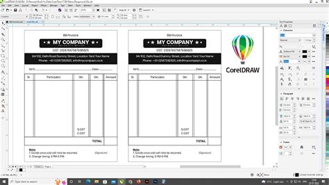 How To Make Cash Memo Bill Book Using In CorelDraw Tutorial Cash Memo