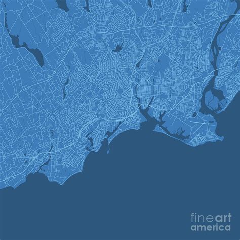 Bridgeport CT City Vector Road Map Blue Digital Art by Frank Ramspott ...