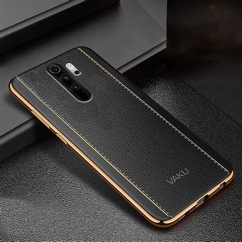 Vaku Xiaomi Redmi Note 8 Pro Vertical Leather Stitched Gold