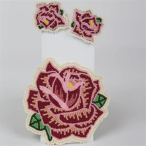 Eastern Shoshone Rose Pattern Barrette and Earrings Set