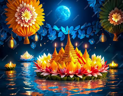 Premium AI Image | colorful loy krathong festival in thailand