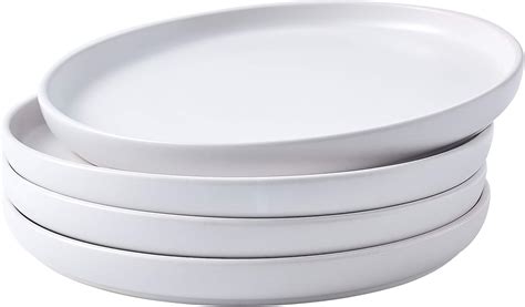 Bruntmor 6 Inch Ceramic Plate Set Of 4 Round White Color Ceramic Salad