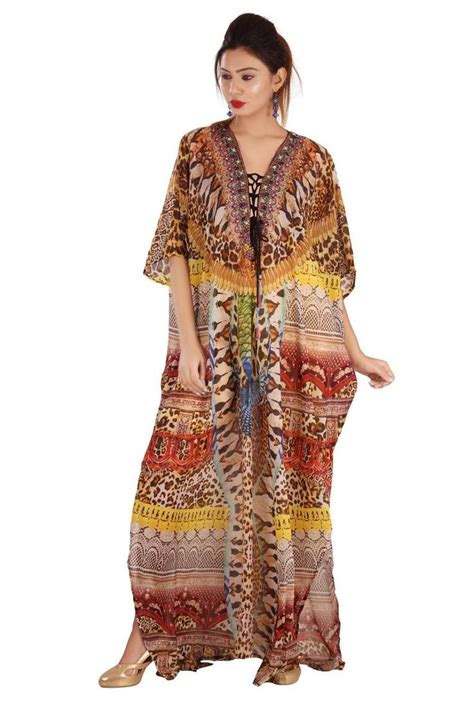 Beautiful Plus Size Silk Caftan Jewelled Full Length Resort Etsy