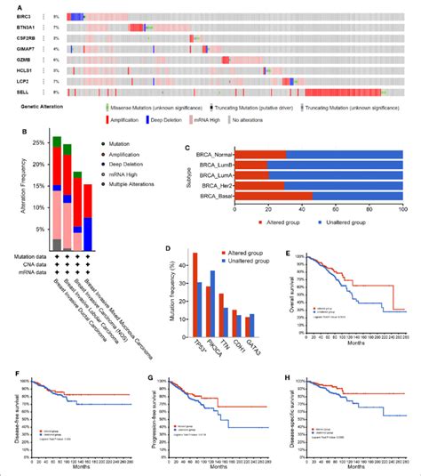 The Genetic Alterations Of Eight Immune Related Hub Genes In Breast Download Scientific