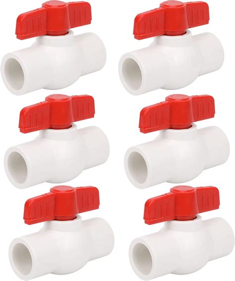 6Pcs 1 2 PVC Ball Valve Water Pipe Shut Off Valve Socket With Red T