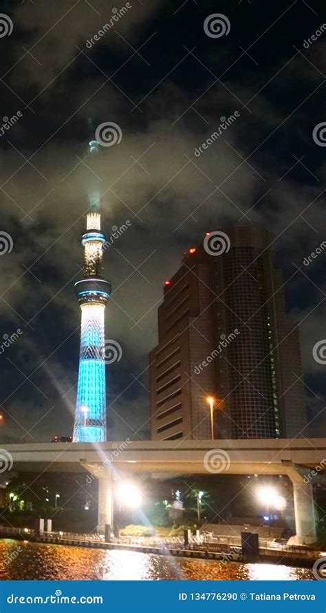 Tokyo Skytree Tower at Night and Cityscape View, Japan Editorial Image ...