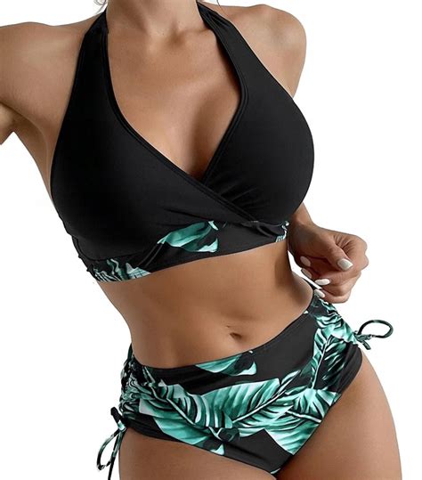 Strój Kąpielowy Dwuczęściowy Kostium Wysoki Stan Bikini Push Up Boho XL